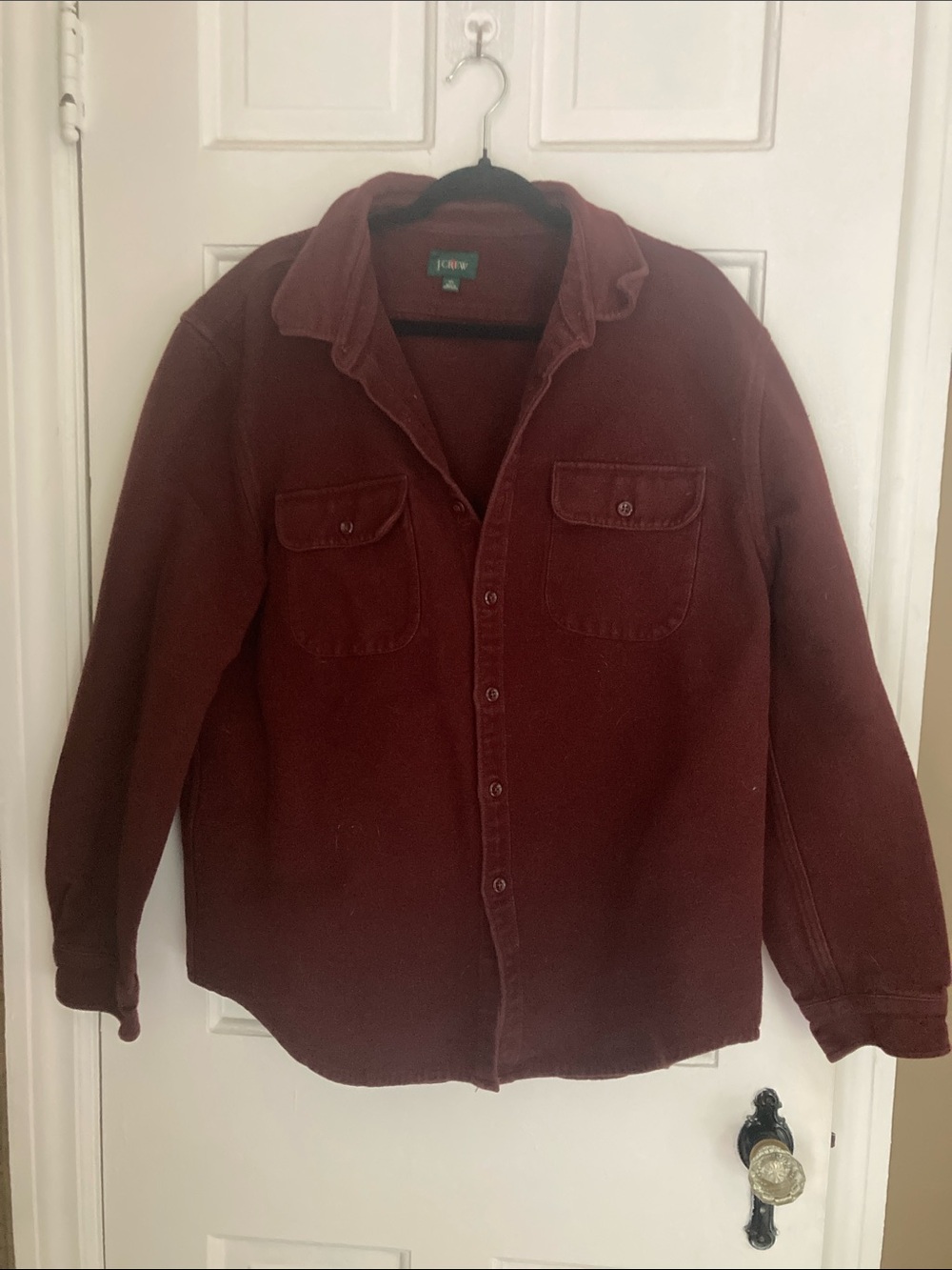 J. Crew Men's Deep Burgundy Button-Front Shirt Jacket
